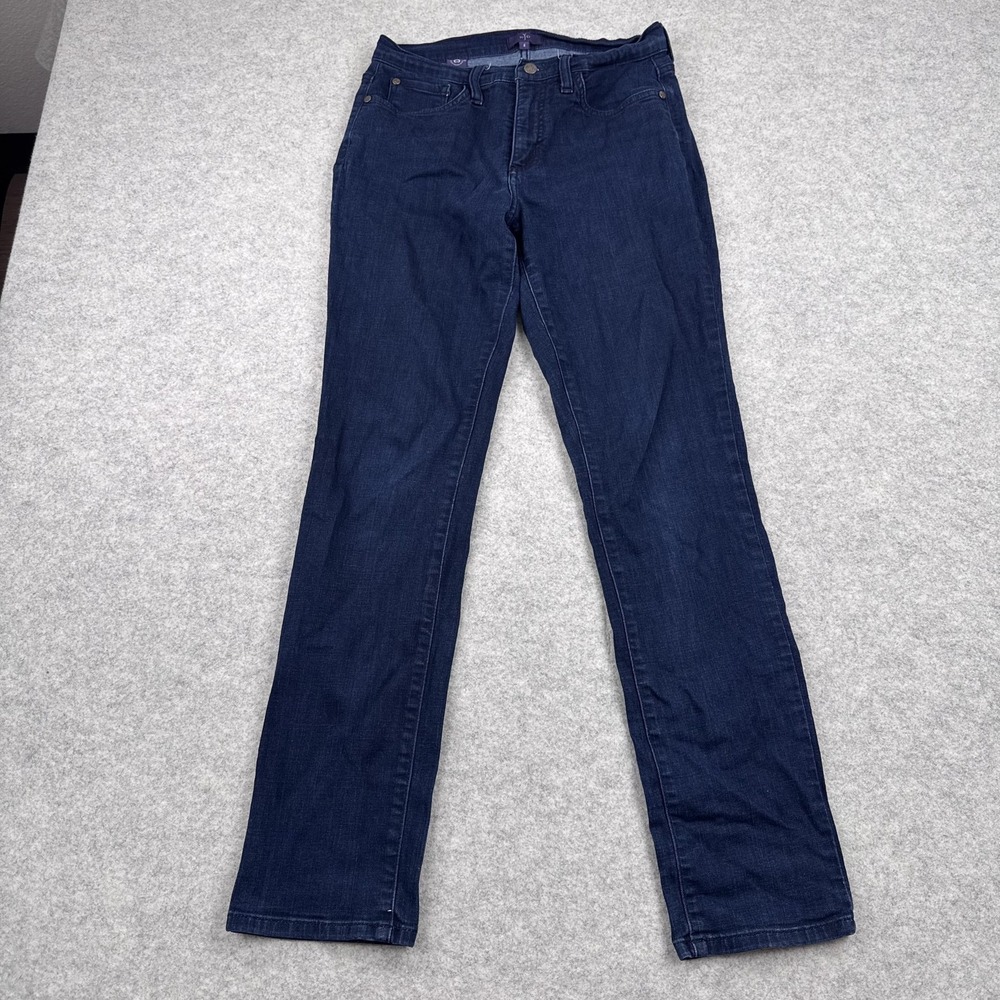NYDJ Jeans Womens 4 (27x29) Blue Straight Leg Mid Rise Dark Wash Denim Classic